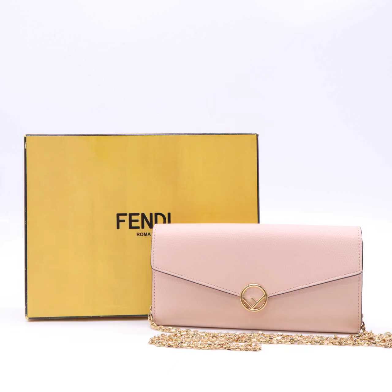 Fendi F is Fendi Continental Chain Wallet Leather twins LDZ948
