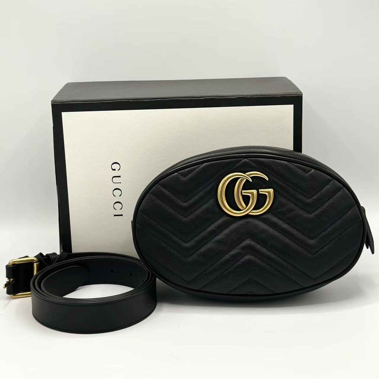 GG Marmont Belt Bag Matelasse Leather Black
