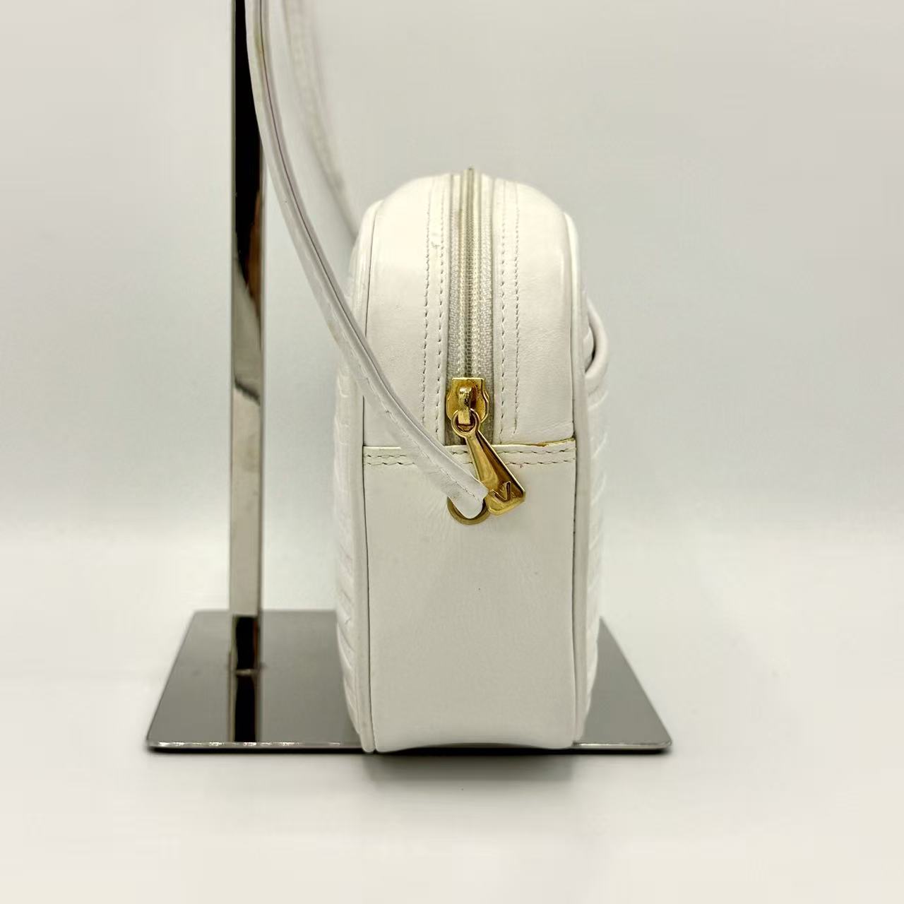 leather Clutch Bag White