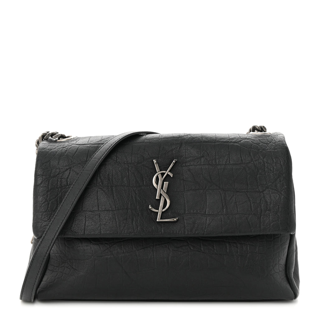 Calfskin Crocodile Embossed Medium West Hollywood Monogram Fold-Over Bag twins