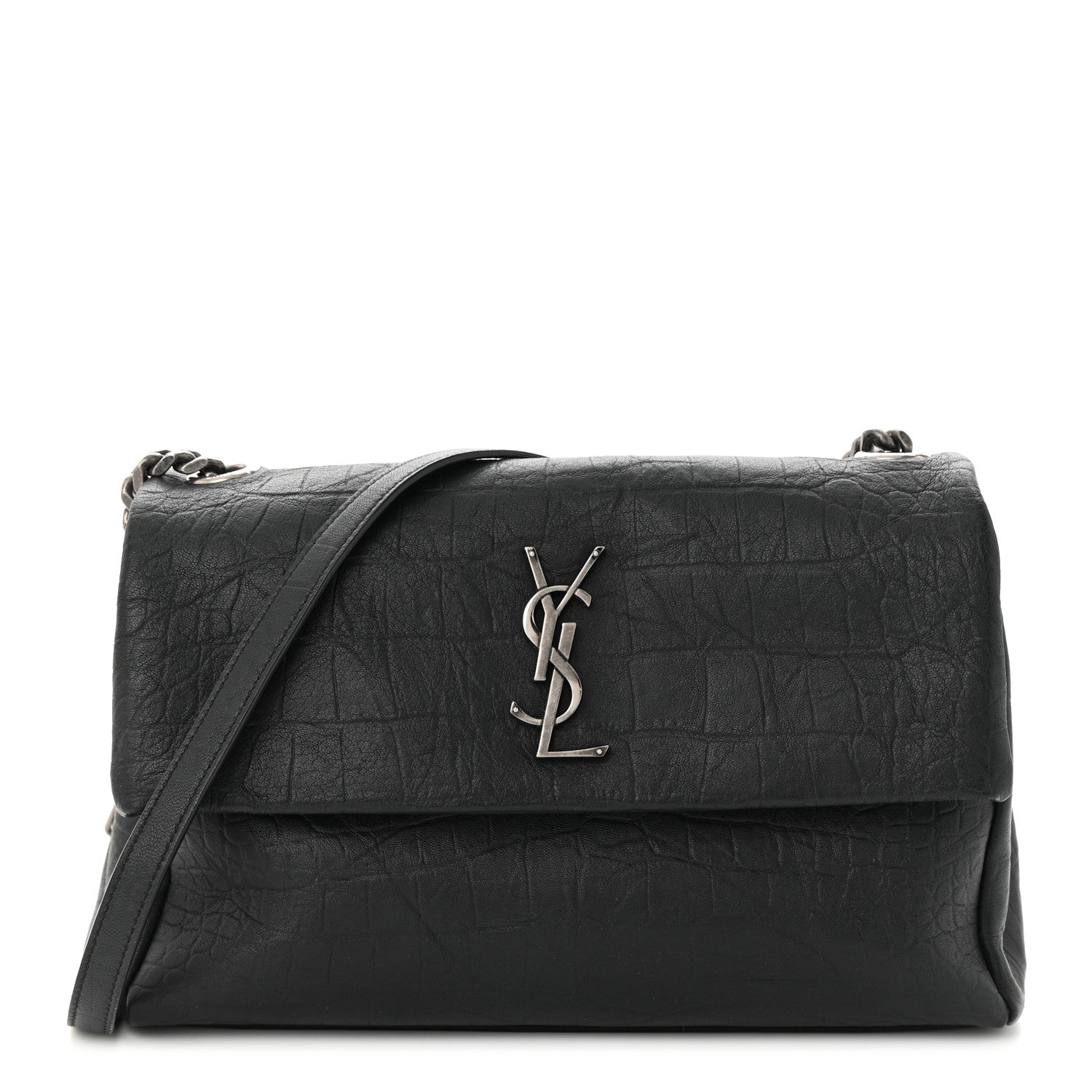 Calfskin Crocodile Embossed Medium West Hollywood Monogram Fold-Over Bag twins