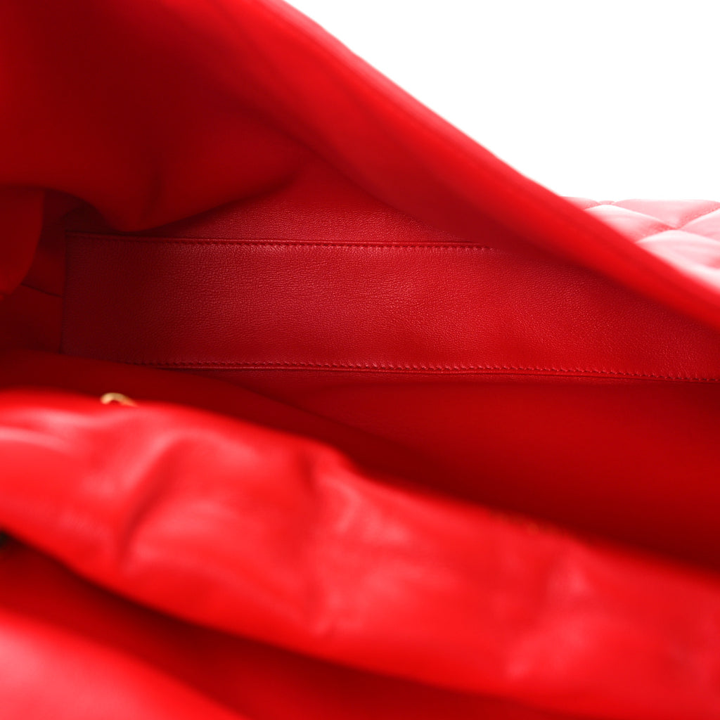 Nappa Calfskin Quilted Large Touch B Shoulder Bag Bright Red twins