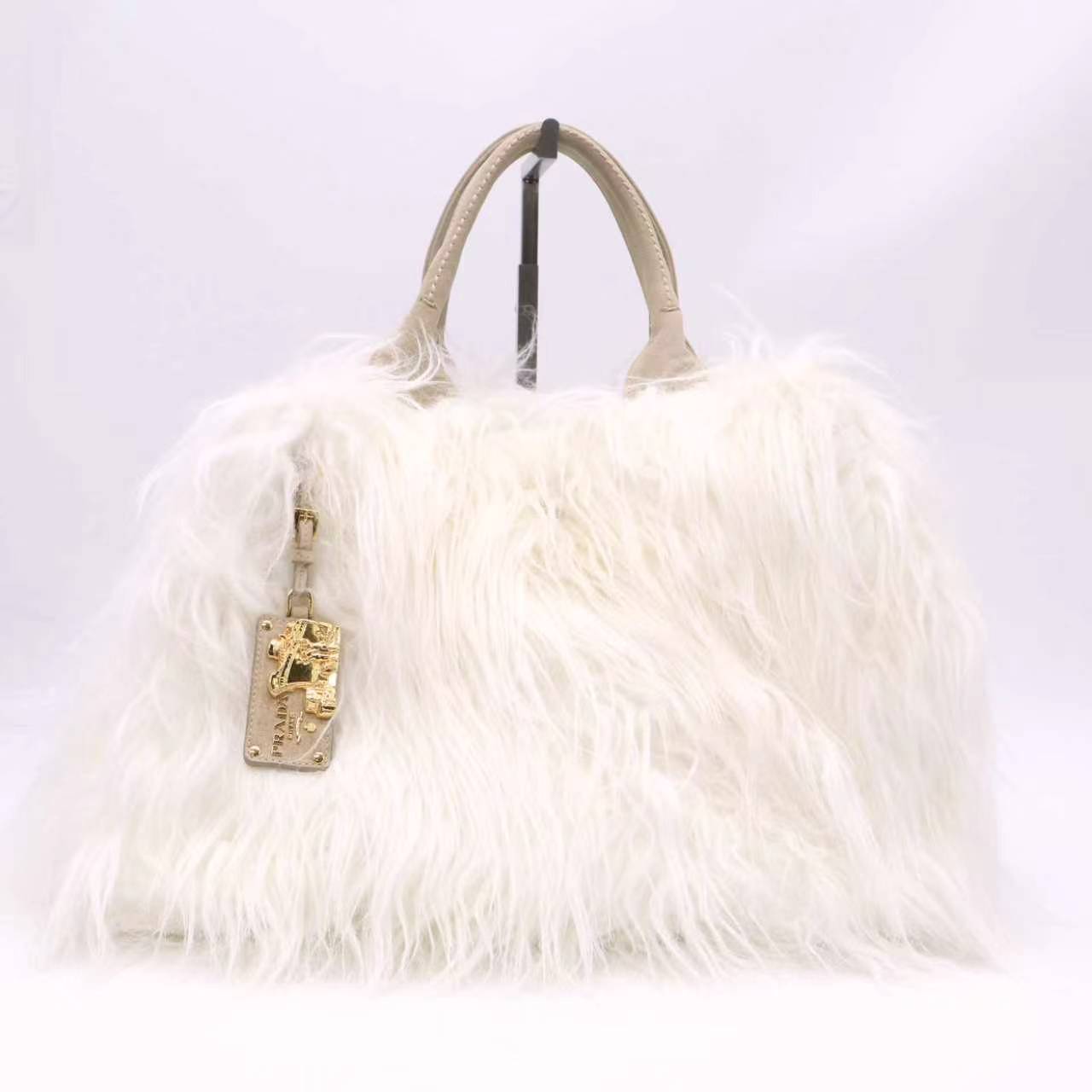 Prada Kidassia White Faux Fur Garden Tote Prada Twins B24193