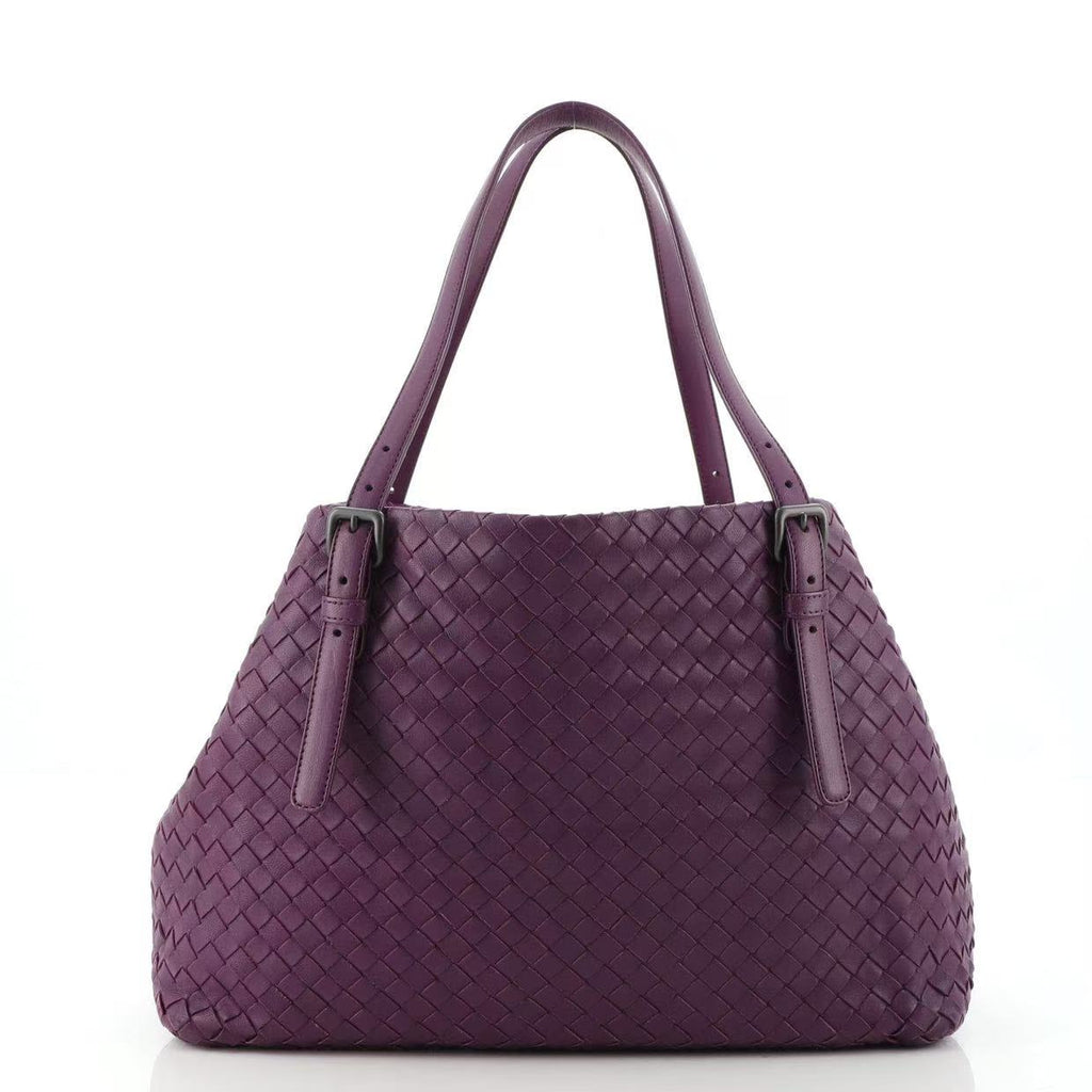 Purple Intrecciato Woven Nappa Leather Large Cesta Tote Bag twins