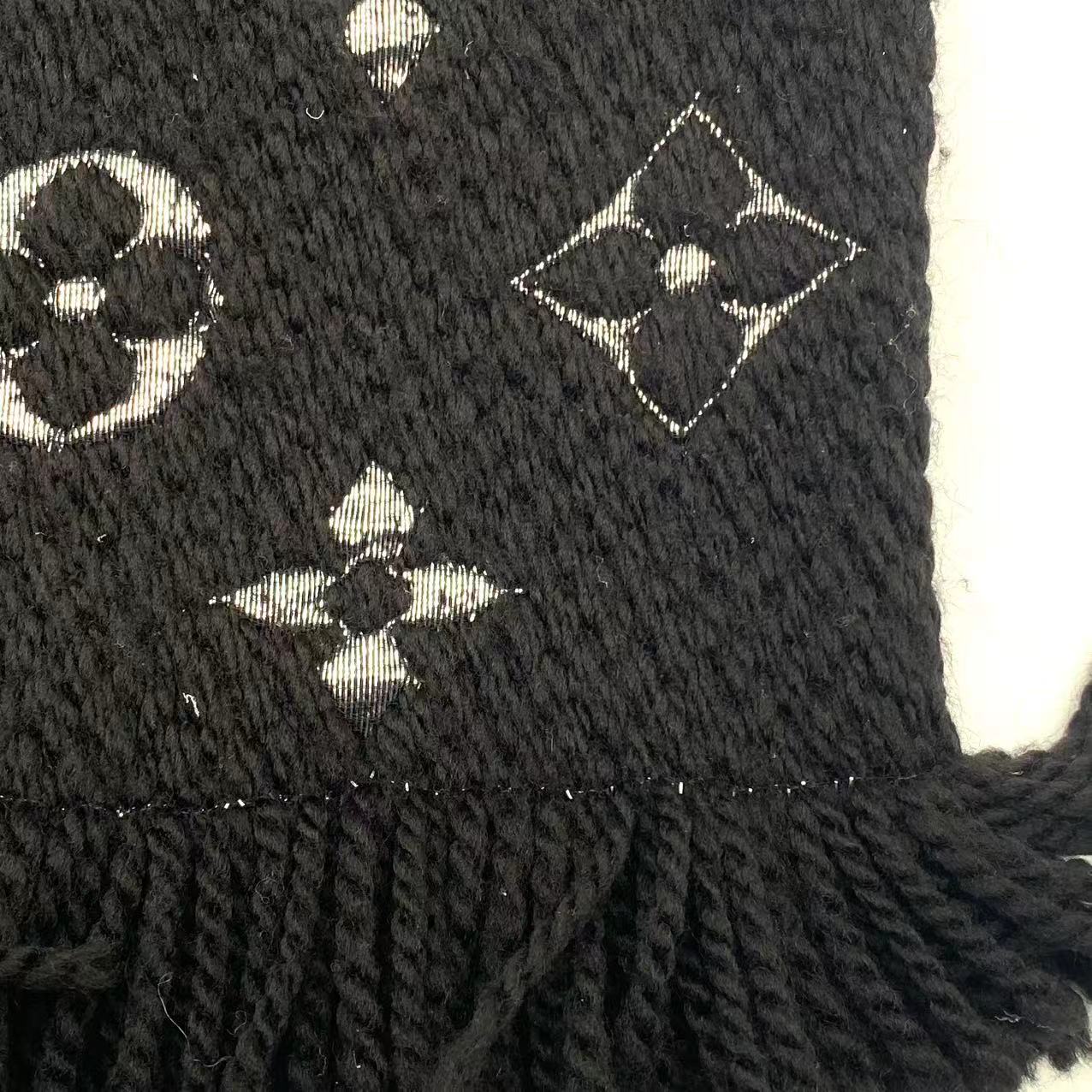 Black/Silver Wool/Silk Logomania Scarf