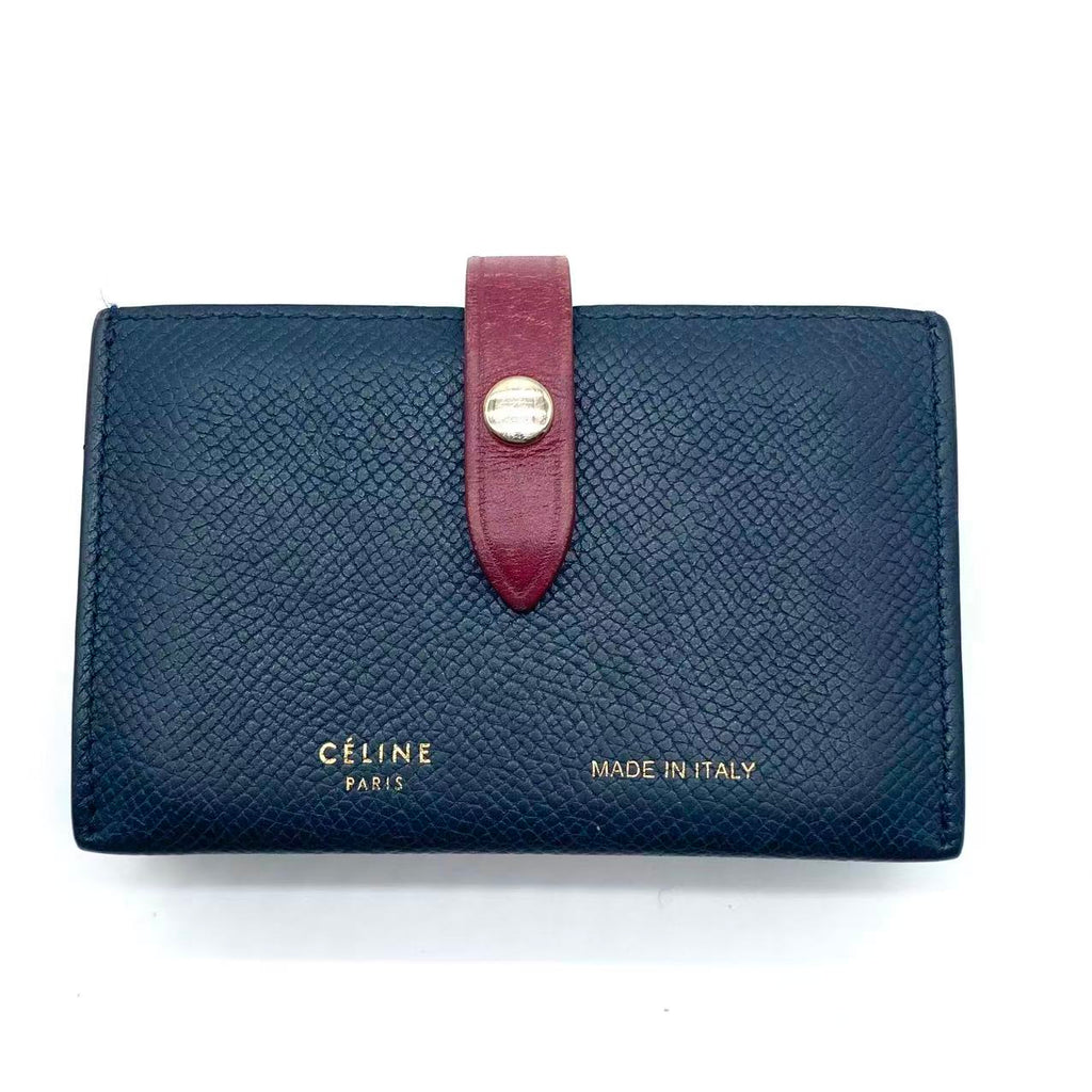 Blue/Burgundy Leather Accordion Card Holder