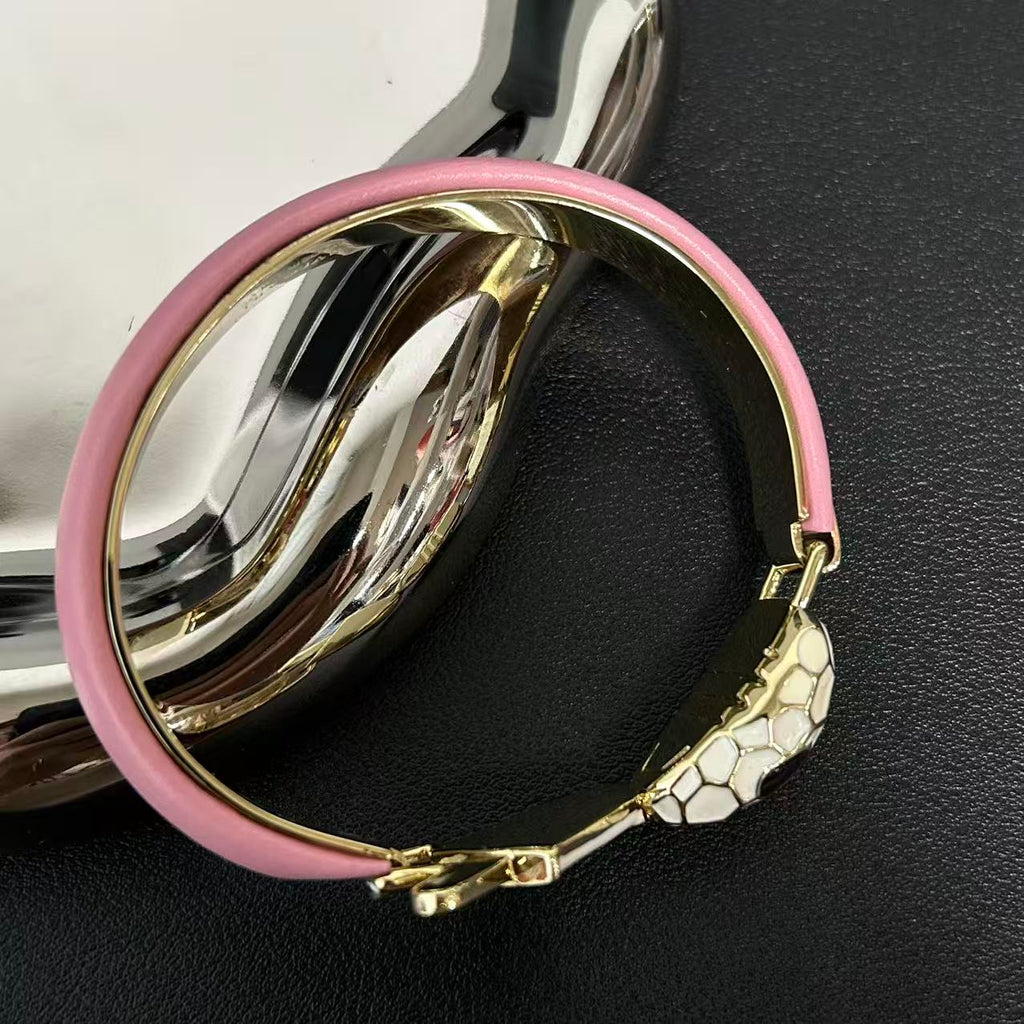 Bvlgari Pink Galuchat Leather Serpenti Forever Bracelet twins LDZ288