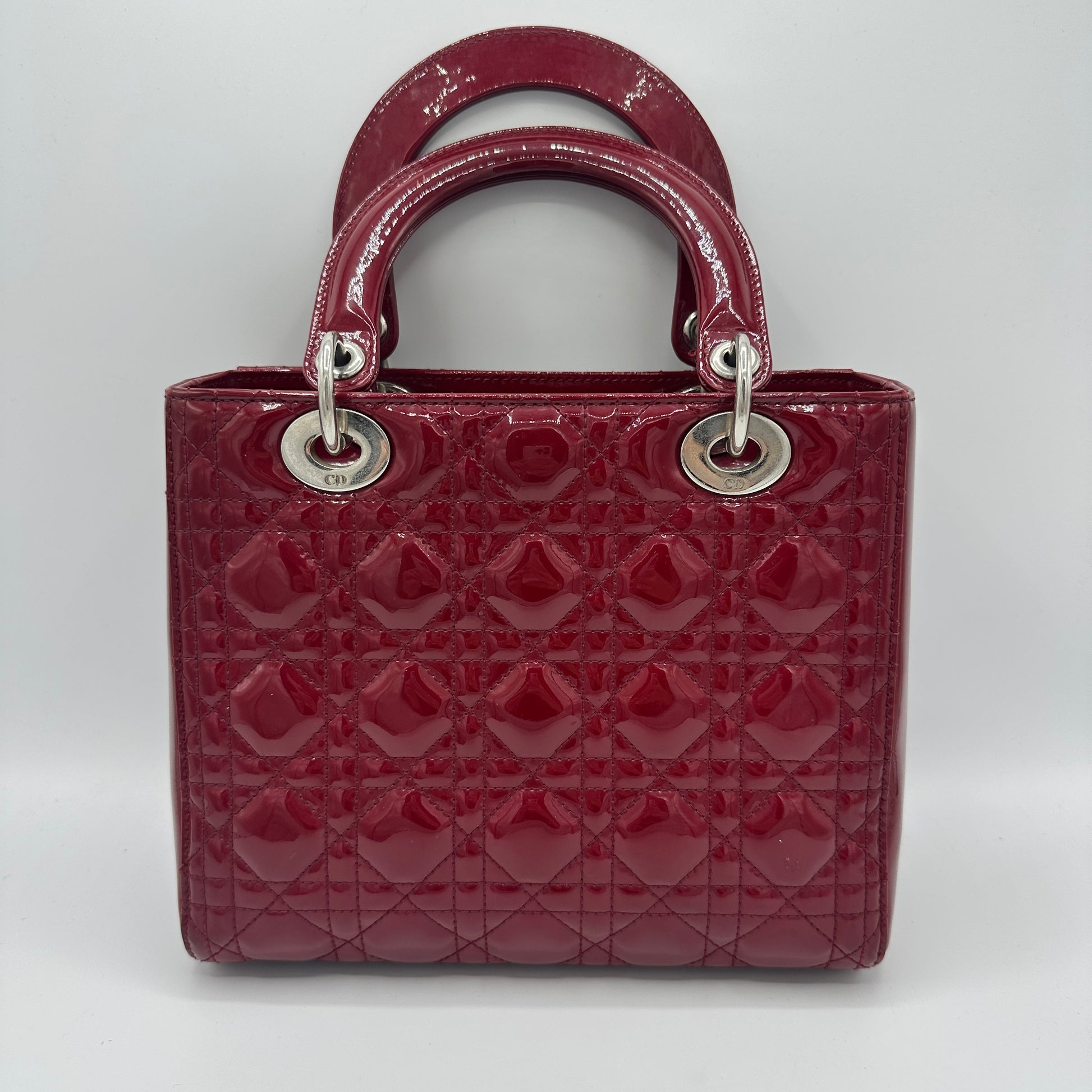 Lady Dior Bag in Burgundy Patent Leather