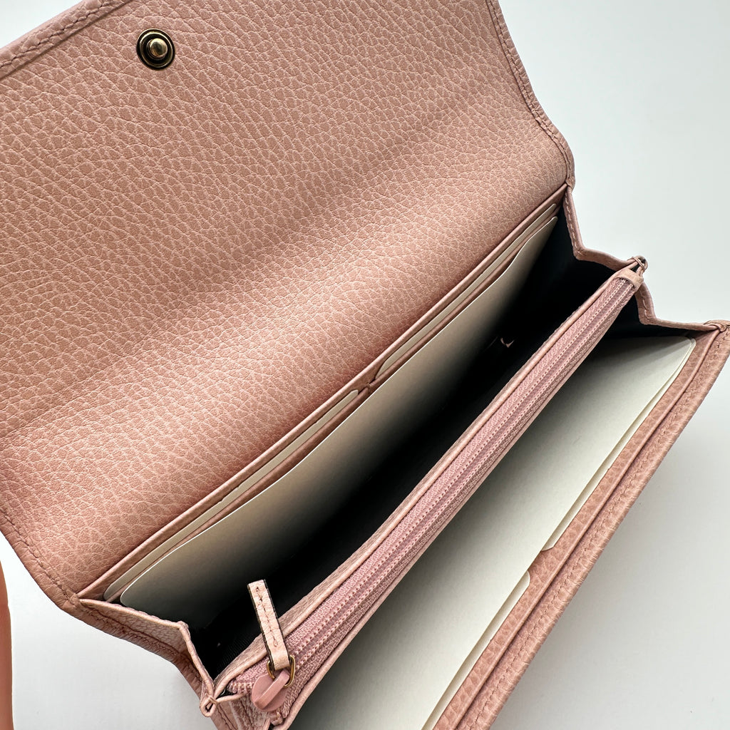 Pink Leather Butterfly Farfalla Continental Wallet