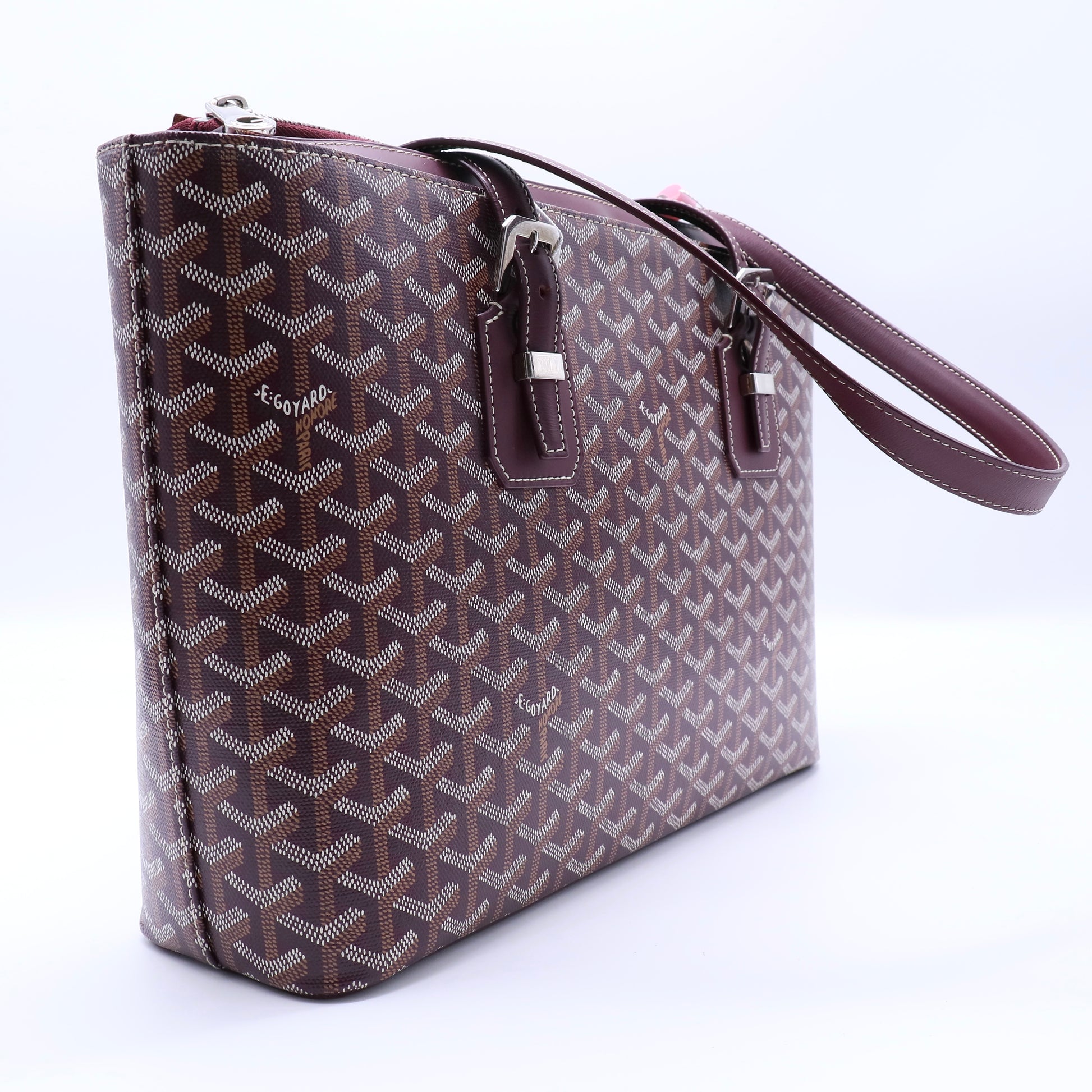 Goyardine Okinawa PM Handbag Tote Burgundy  Twins LDJ4219