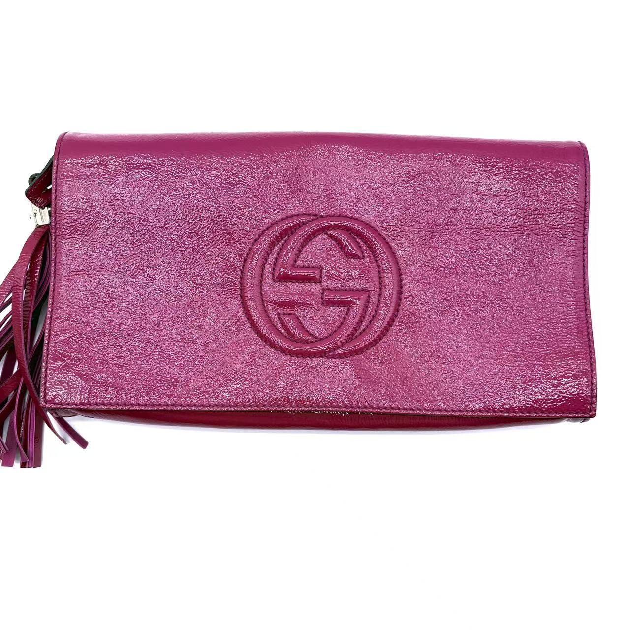 Pebbled Calfskin Medium Soho Clutch Bright Bouganville