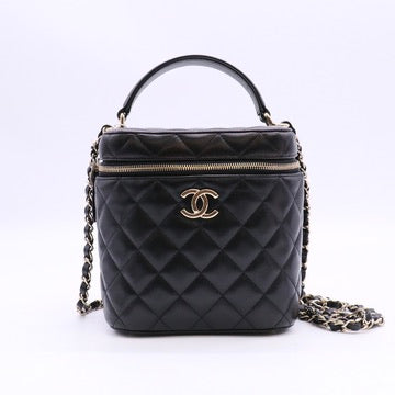 Trendy CC Top Handle Vanity Case Quilted Lambskin Small  Twins LDZ1262