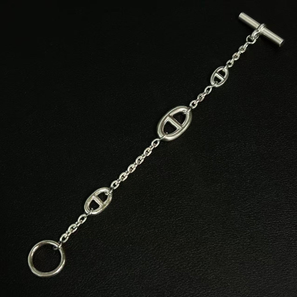 Hermes Chaine d'Ancre Bracelet Sterling Silver Medium twins LDJ4473