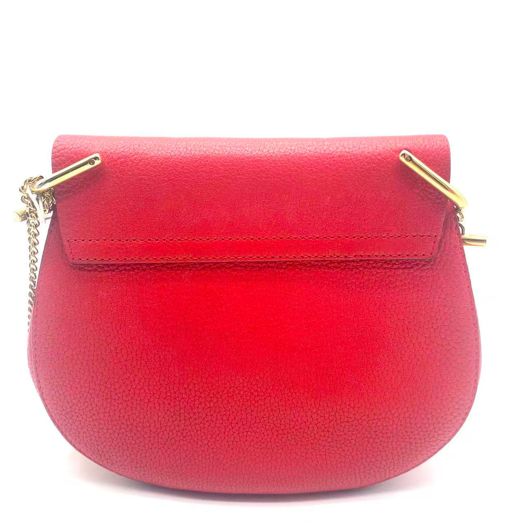 Red Pebbled Leather Drew Bag