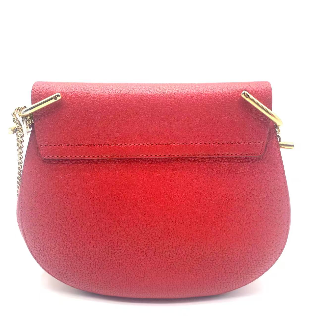 Red Pebbled Leather Drew Bag