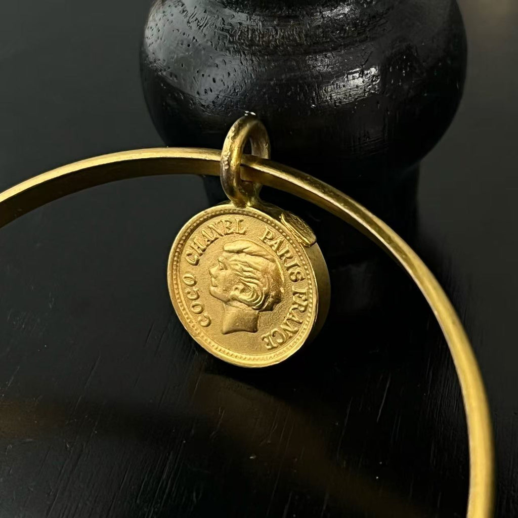 Chanel CC Logo Bangle Bracelet Metal twins LDJ4291
