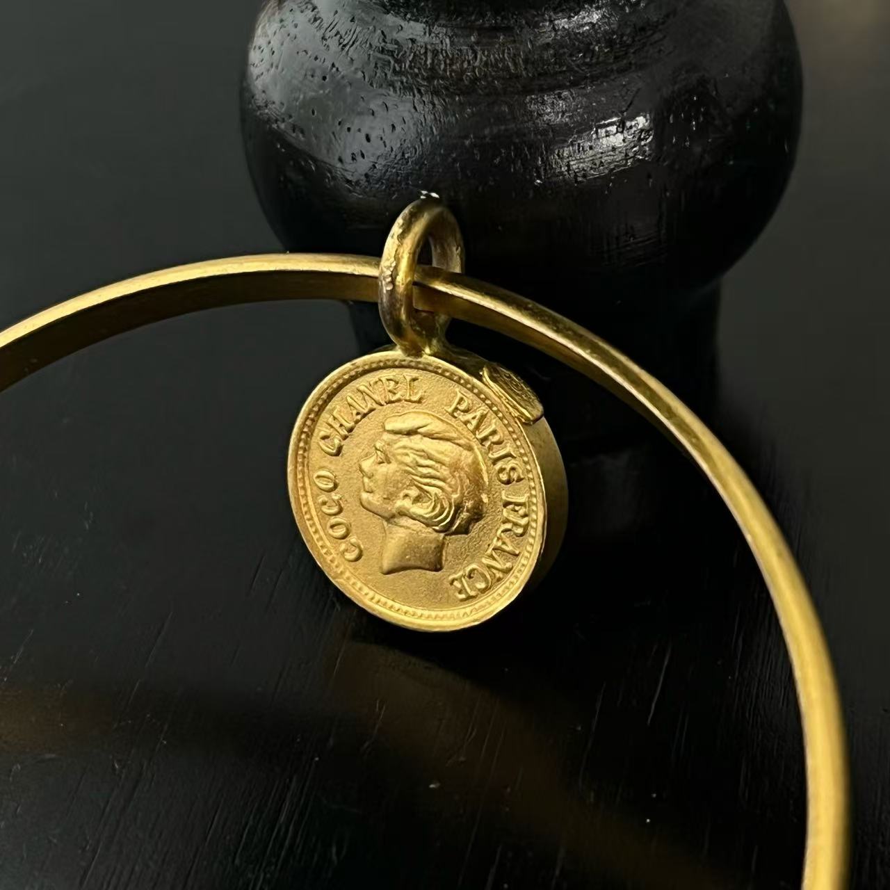 Chanel CC Logo Bangle Bracelet Metal twins LDJ4291