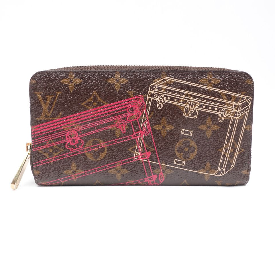Zippy wallet Christmas Portfolio Long Wallet Monogram Brown