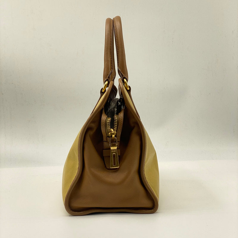 Prada Bicolor Saffiano Handle Bag