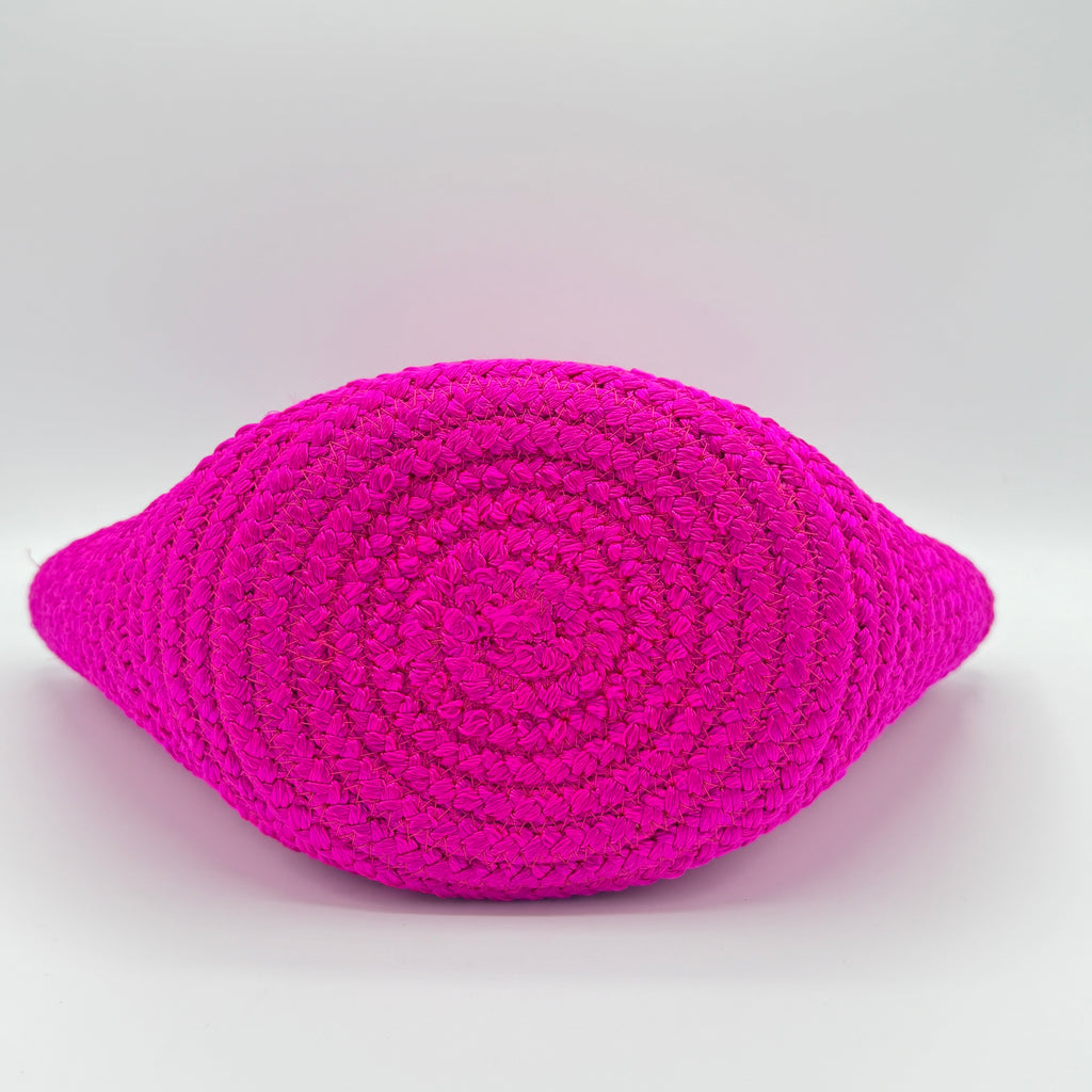 Nylon Lambskin Woven Small Ibiza Basket With Strap Lipstick Pink