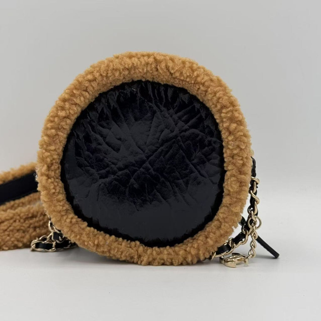 Chanel Crossbody Mini Round CC Shearling Bag