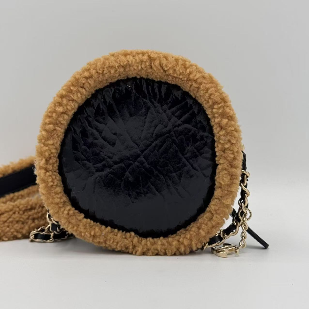 Chanel Crossbody Mini Round CC Shearling Bag