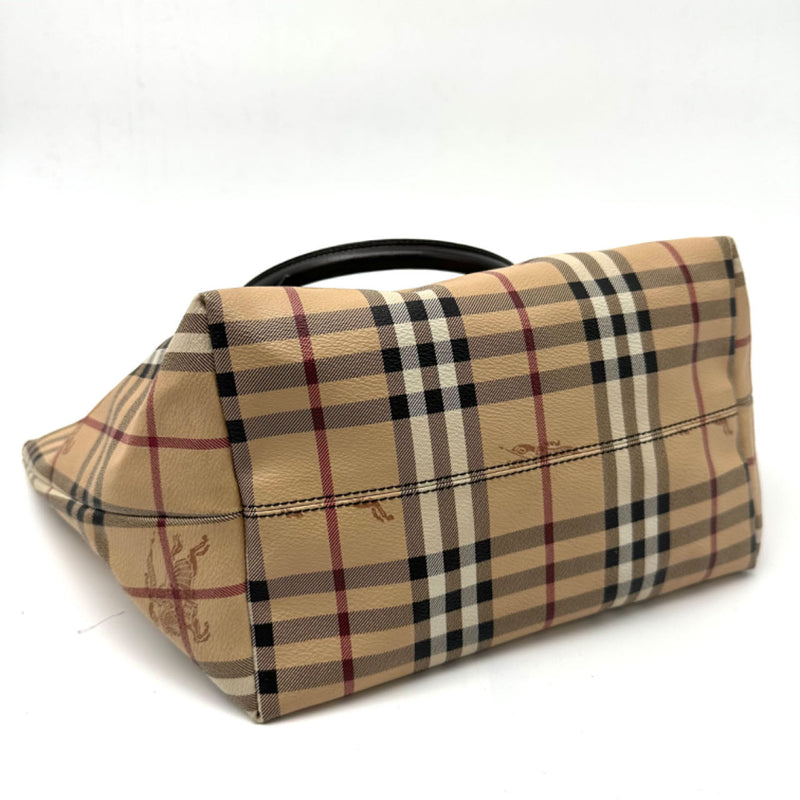 BURBERRY Plaid Coated Canvas Tote Bag