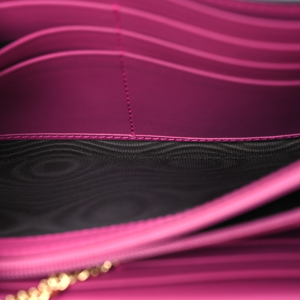 GG Supreme Monogram Moon Calfskin Padlock Continental Chain Wallet twins