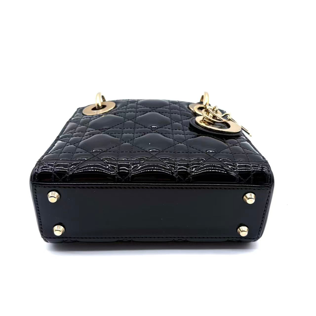 Lady Dior Chain Bag Cannage Quilt Patent Mini