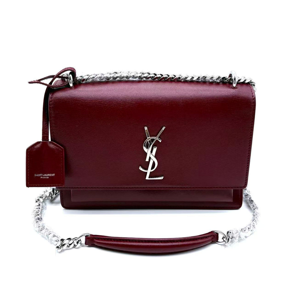 Wine Red Leather Medium Sunset Shoulder Bag