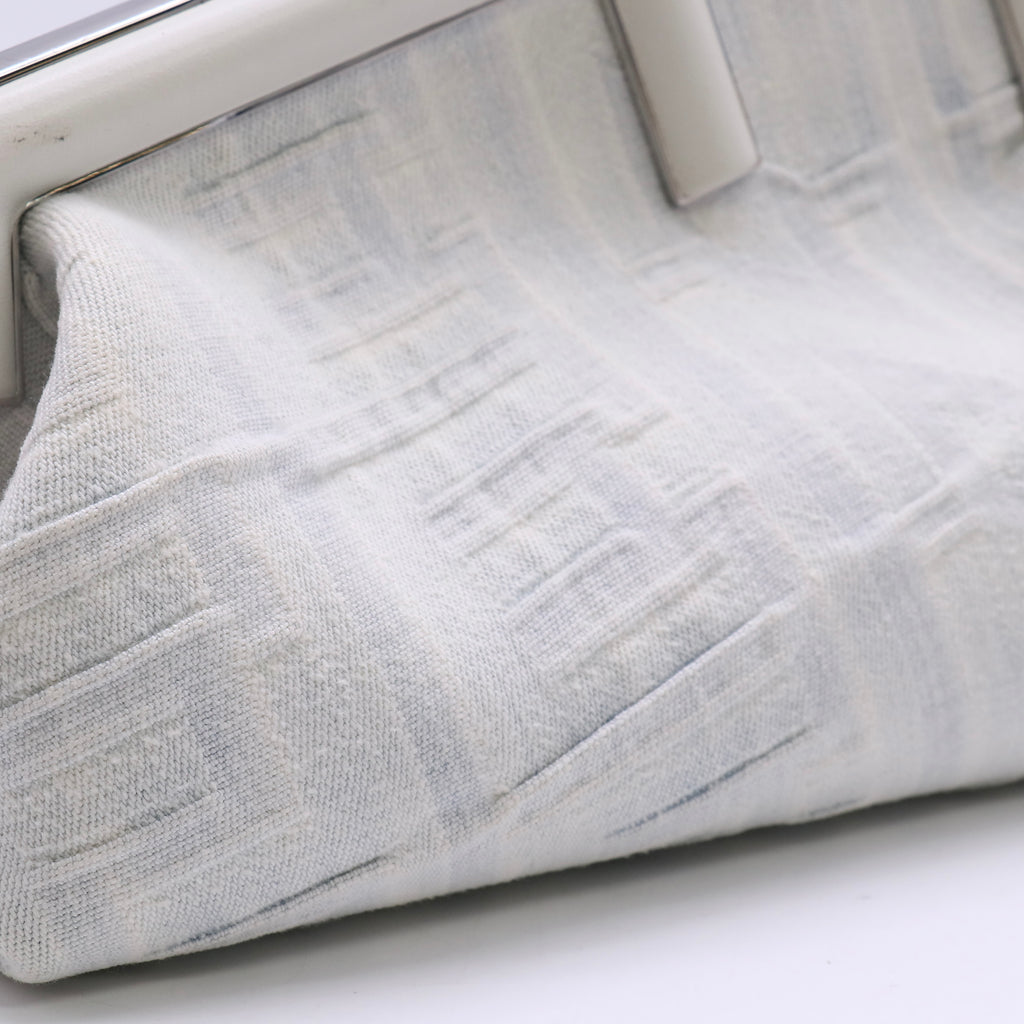 Fendi x Marc Jacobs Midi First White/Light Blue Jacquard Denim Shoulder Bag Twins LDJ6157