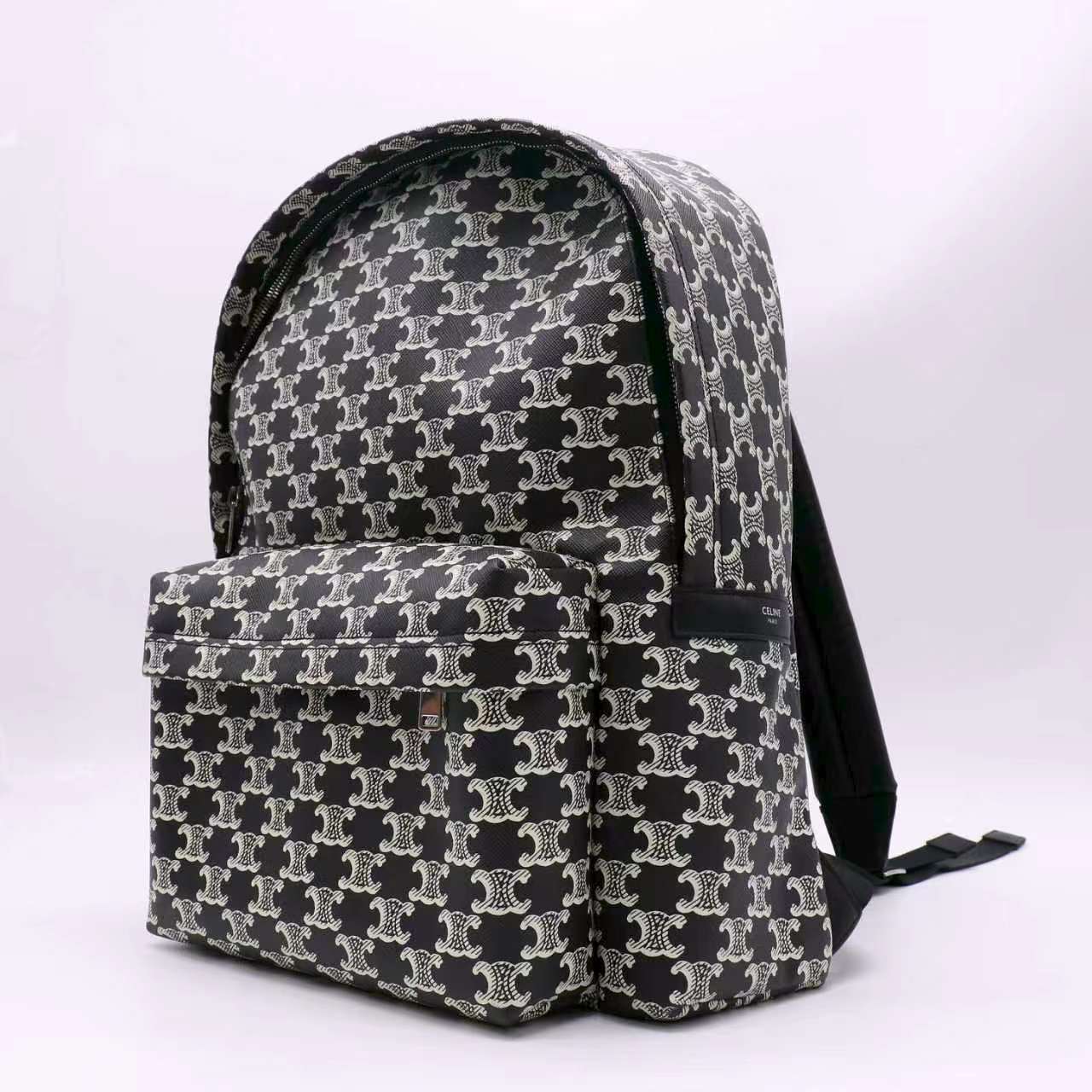 CELINE Triomphe Leather-Trimmed Logo-Print Coated-Canvas Backpack twins LDJ5424
