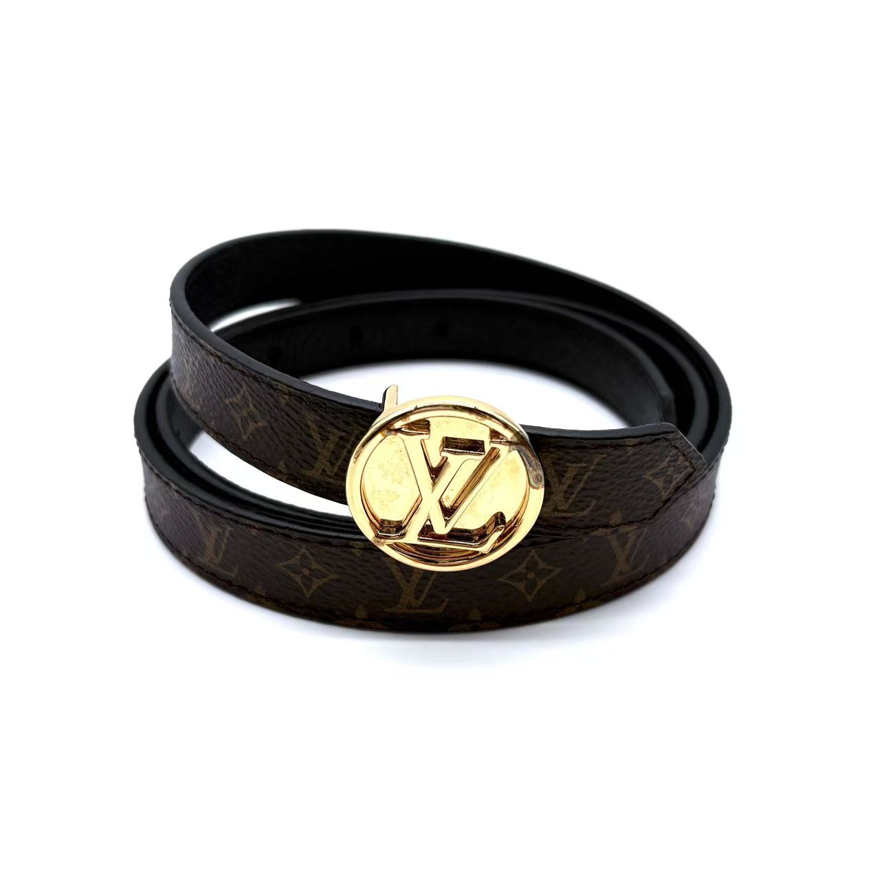 Monogram 20mm LV Circle Reversible Belt Black