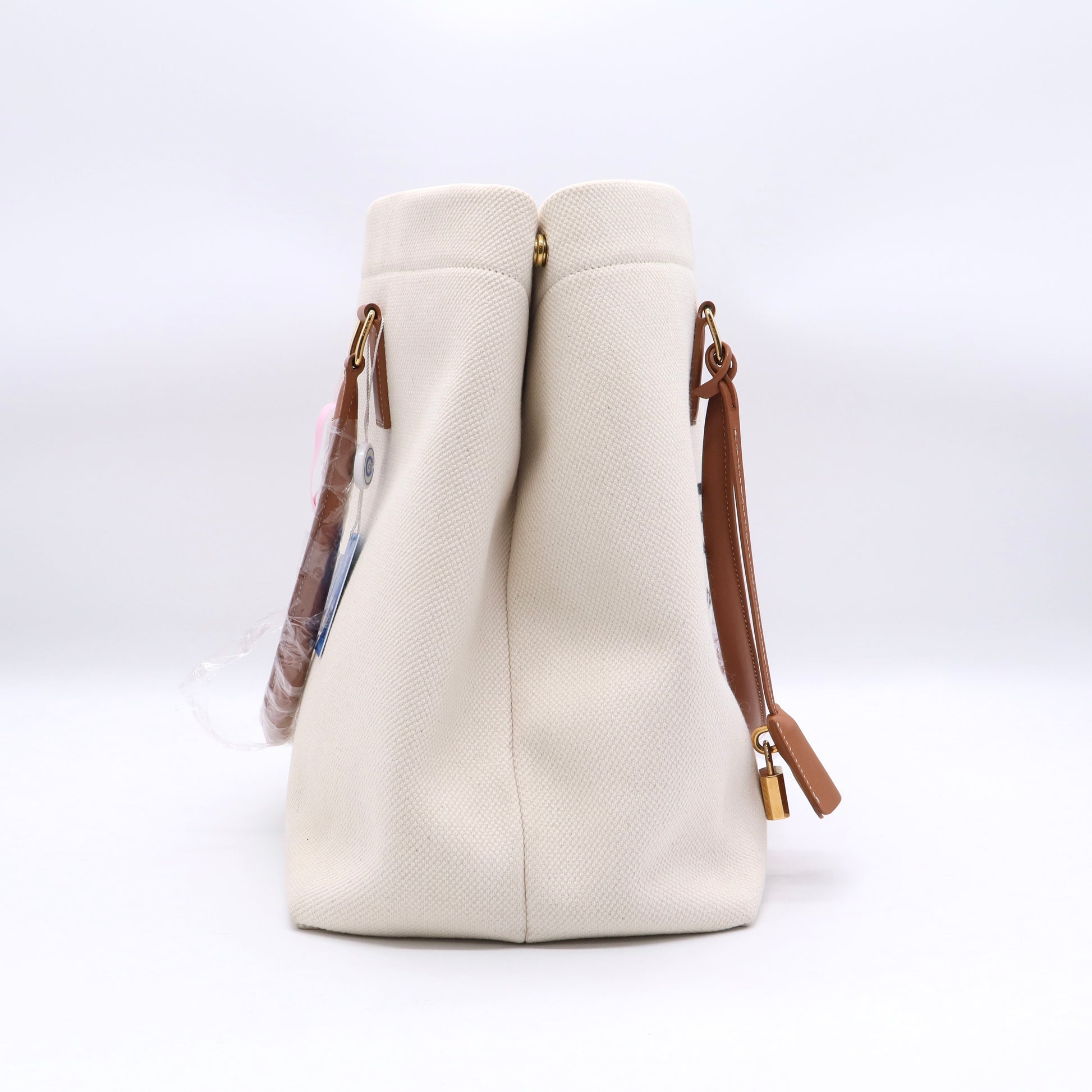 Horizontal Cabas Tote Canvas with Leather Twins LDJ3527