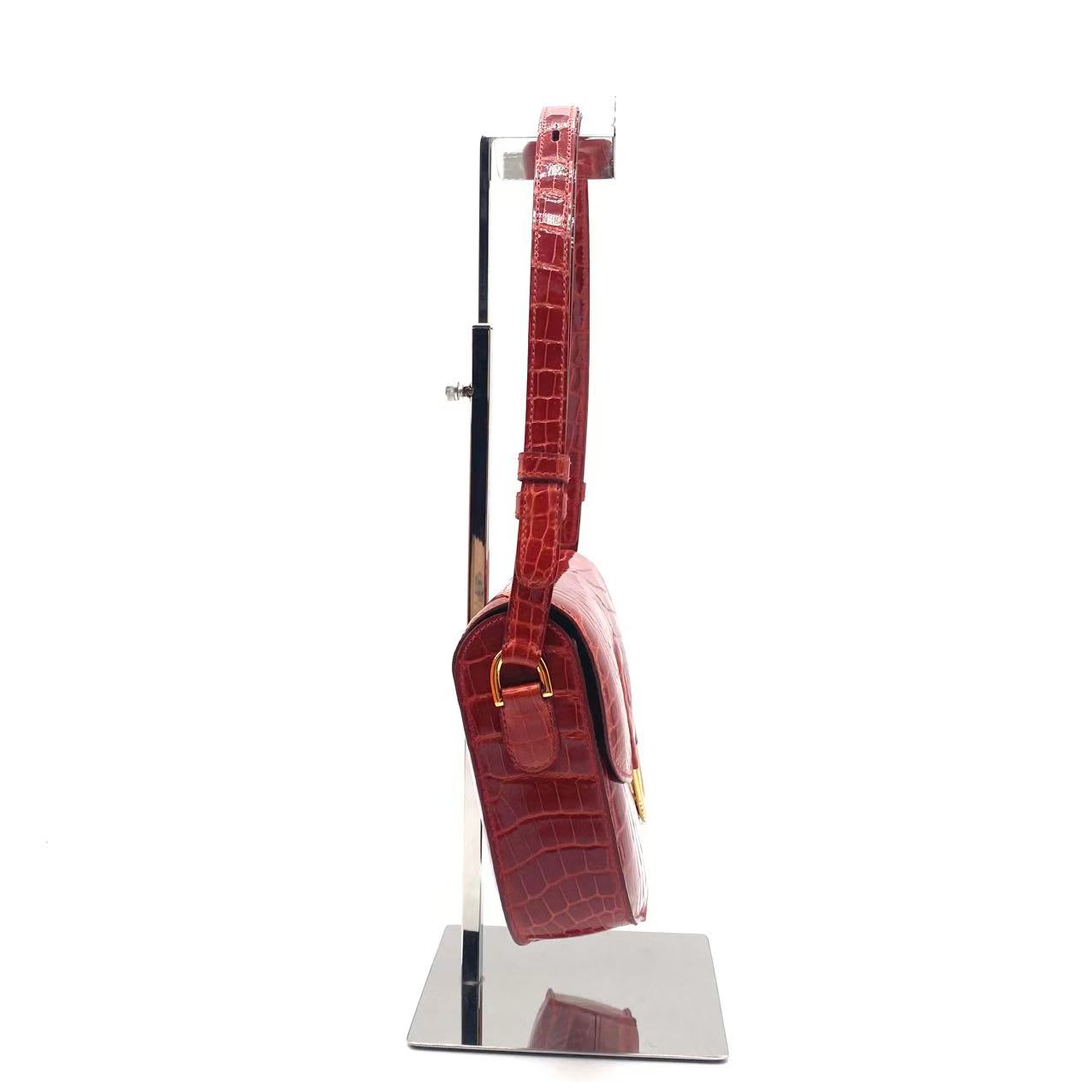 Cherche Midi Shoulder Bag Croc Red 18