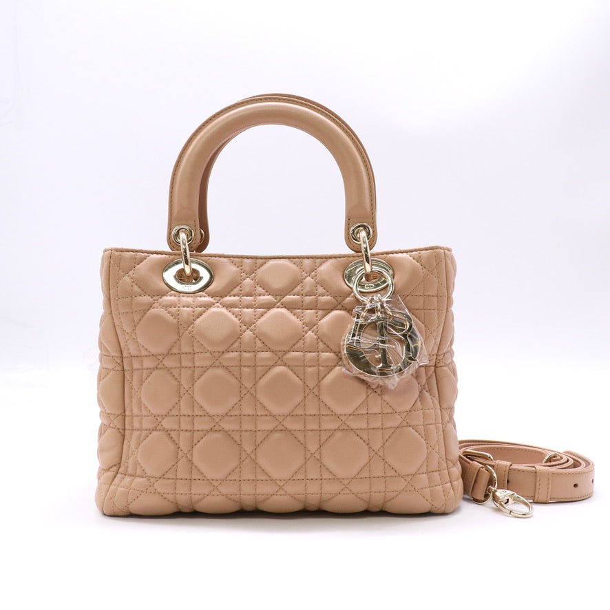 beige lambskin Cannage Lady Dior twins LDZ1466