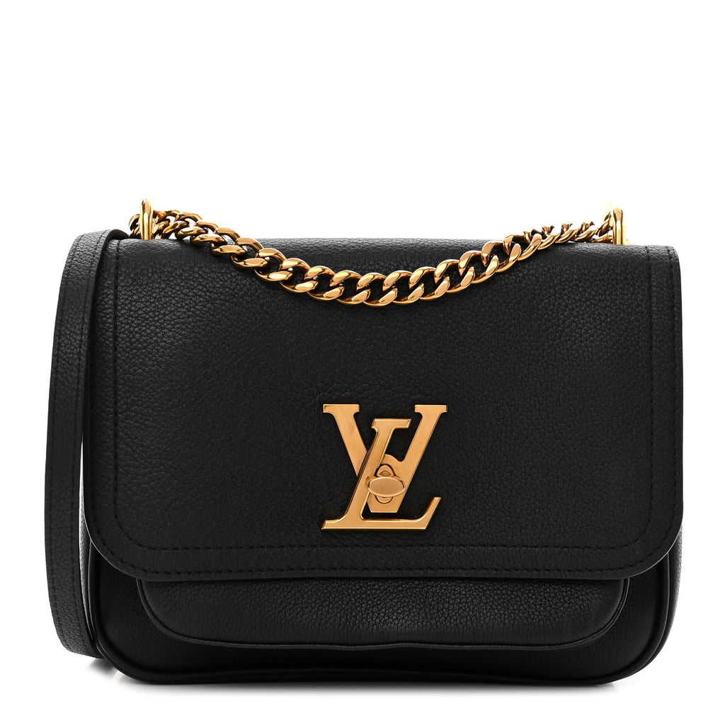 Grained Calfskin Lockme Chain Bag PM Black twins