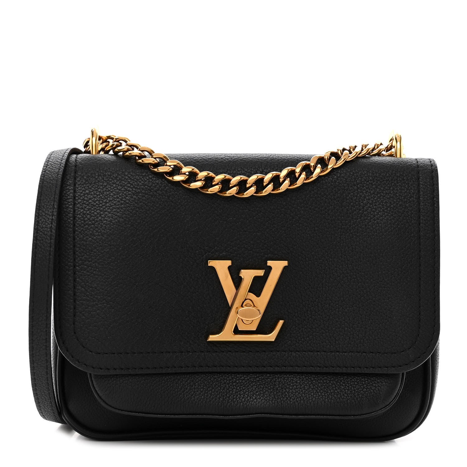 Grained Calfskin Lockme Chain Bag PM Black twins