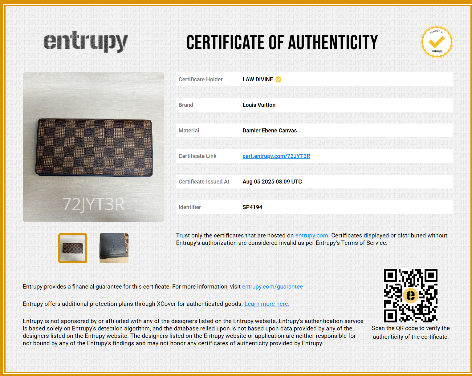 Louis Vuitton Brazza Wallet in Damier Ebene Canvas