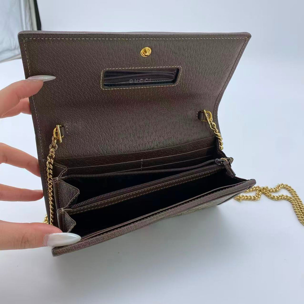 Ophidia Chain Wallet GG Coated Canvas