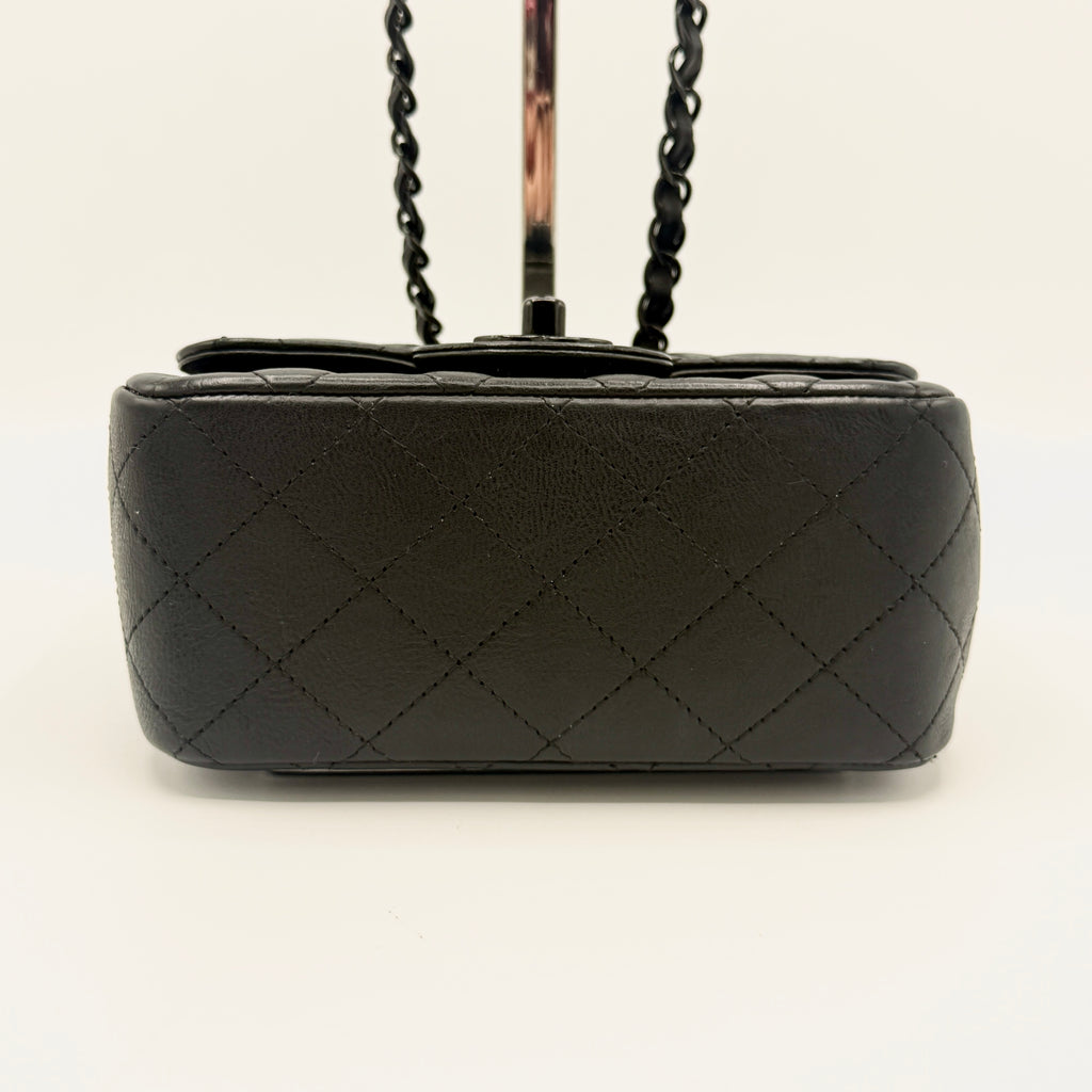 So Black Square Classic Single Flap Bag Quilted Lambskin Mini