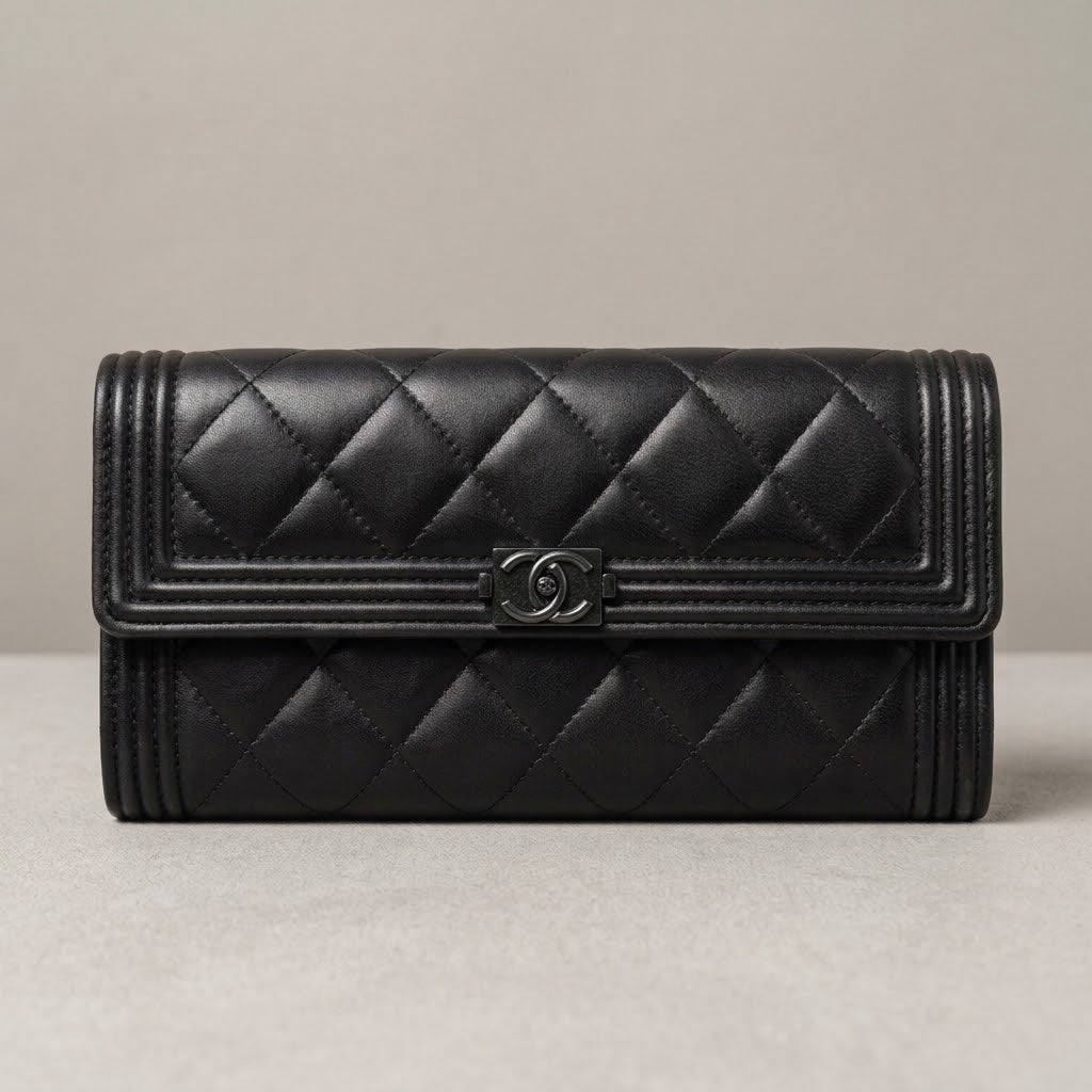Chanel Gunmetal hardware Leboy Wallet twins LDZ1305