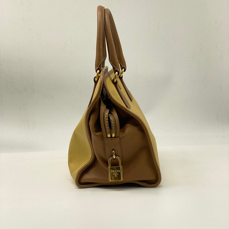 Prada Bicolor Saffiano Handle Bag