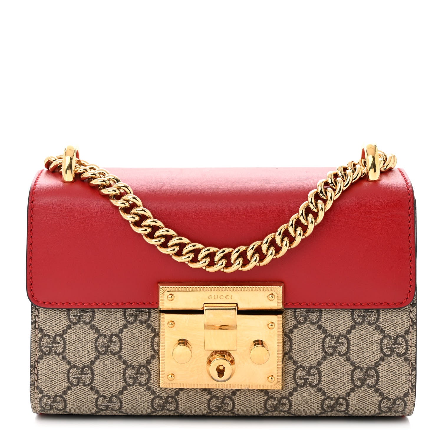 Padlock Shoulder Bag GG Coated Canvas and Leather Small twins
