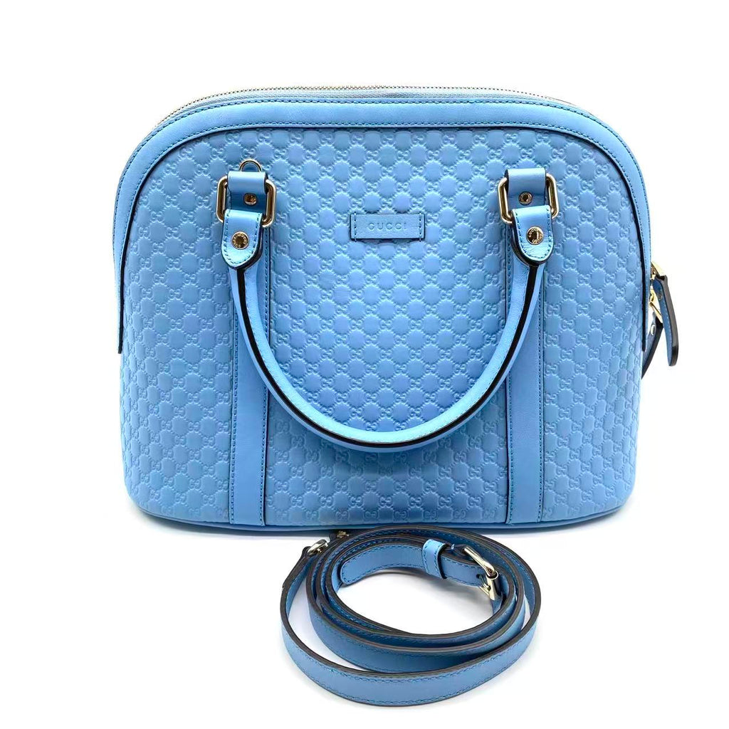 Gucci Blue leather microguccissima dome bag