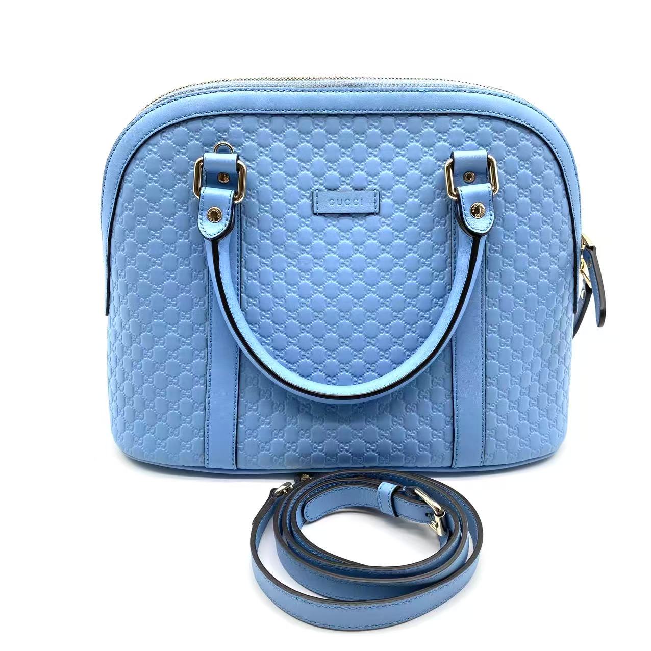 Gucci Blue leather microguccissima dome bag