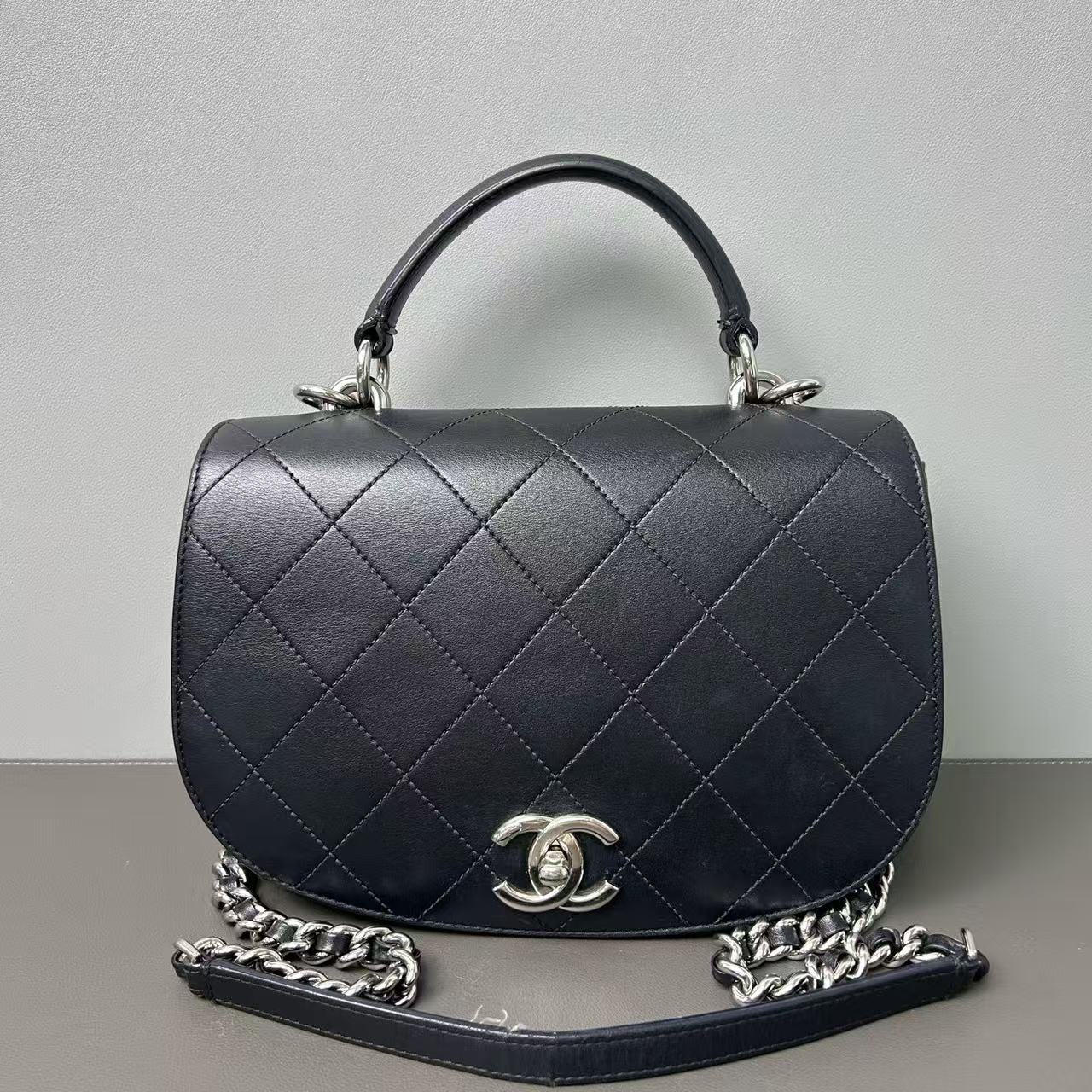 Chanel Calfskin Stitched Small Ring My Bag Flap Crossbody Bag Black Twins LDJ3253