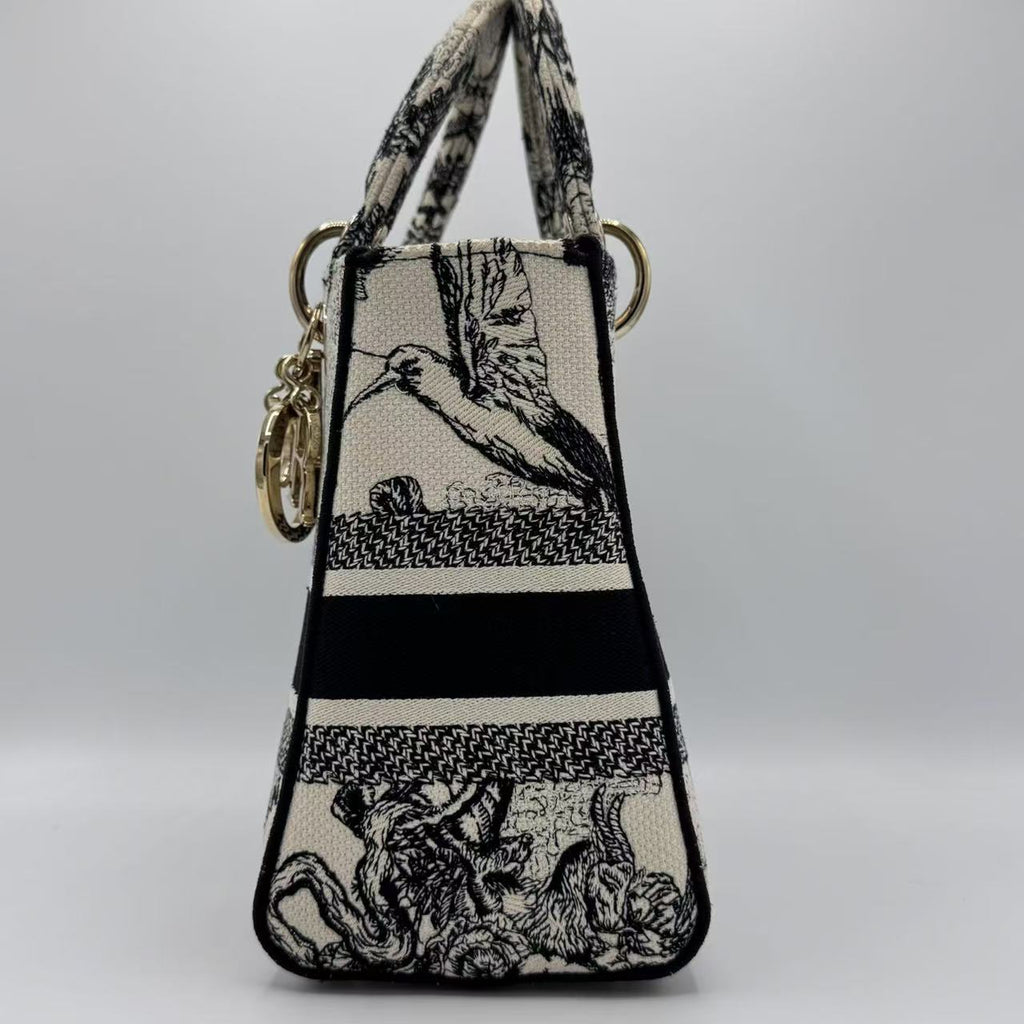 Christian Dior  Canvas Embroidered Zodiac Toile De Jouy Medium Lady D-Lite