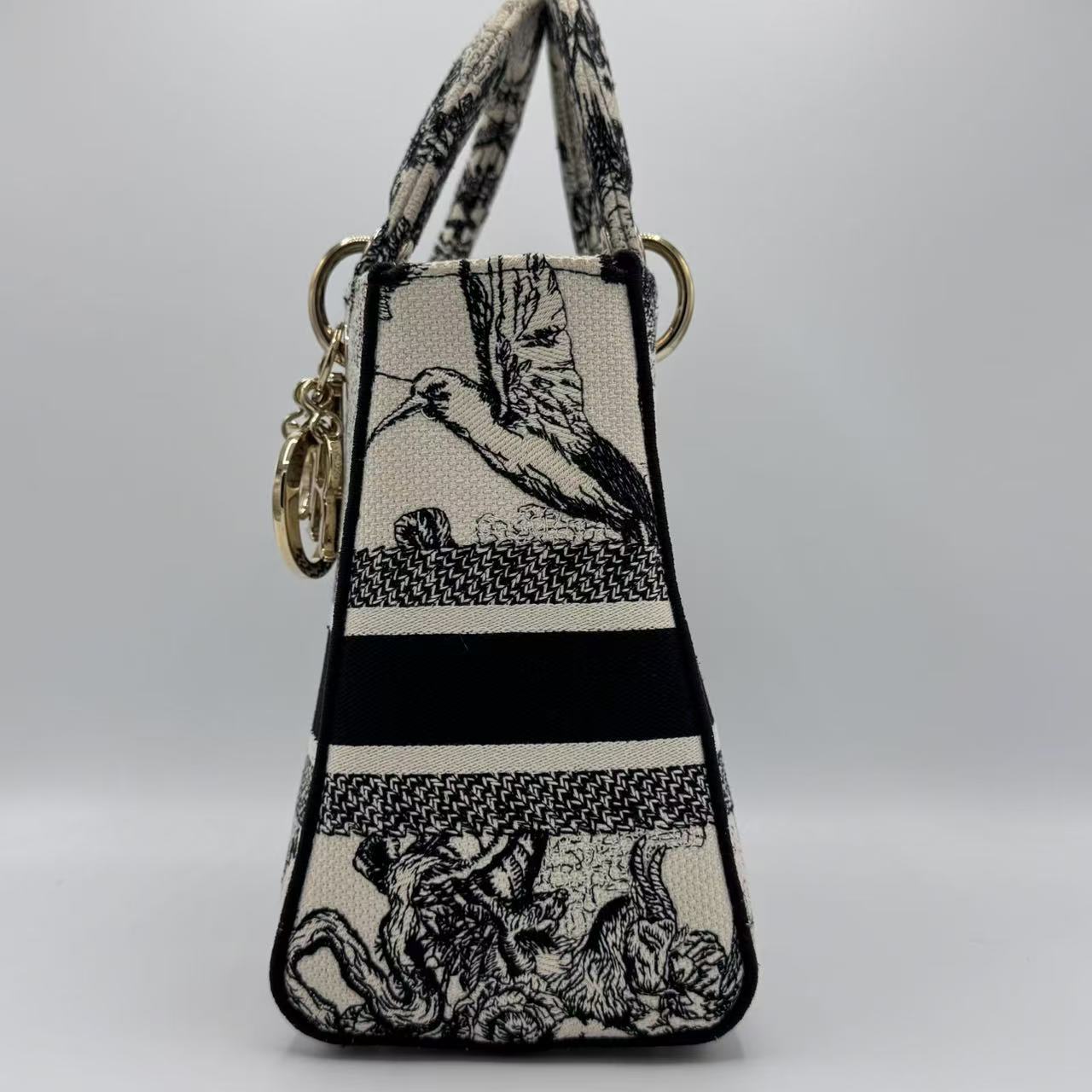 Christian Dior  Canvas Embroidered Zodiac Toile De Jouy Medium Lady D-Lite