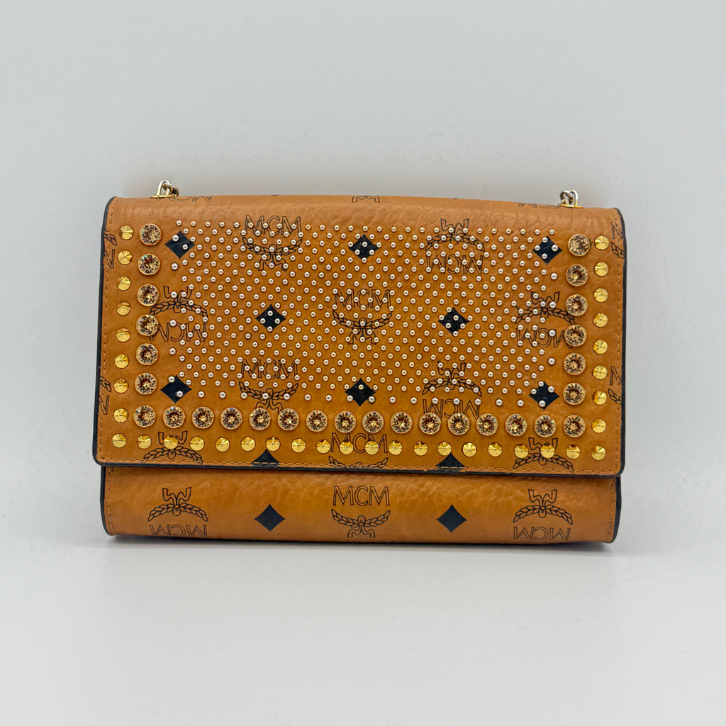 Visetos Studded Chain Wallet Cognac